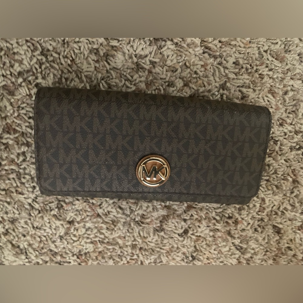 Michael Kors Dark Brown Wallet with Gold Logo
